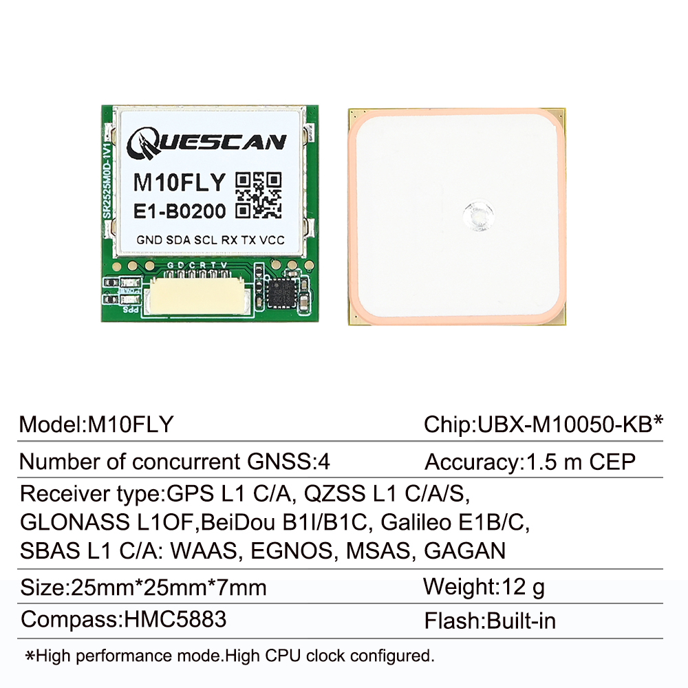 Quescan 25mm*25mm M10FLY 10Hz  – Gps Module Drone recenzja i cena
