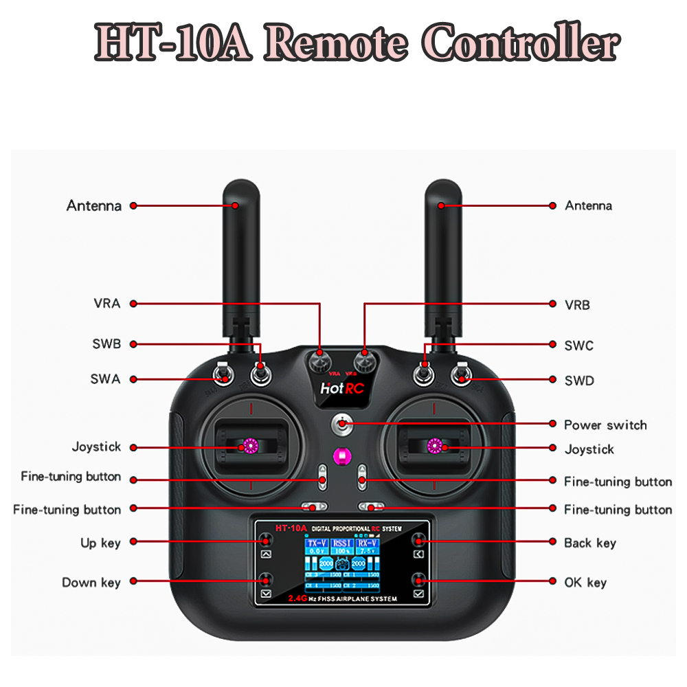 Hotrc HT-10A 2.4G 10CH Transmi – Drone Rc Receiver And Transmitter recenzja i cena