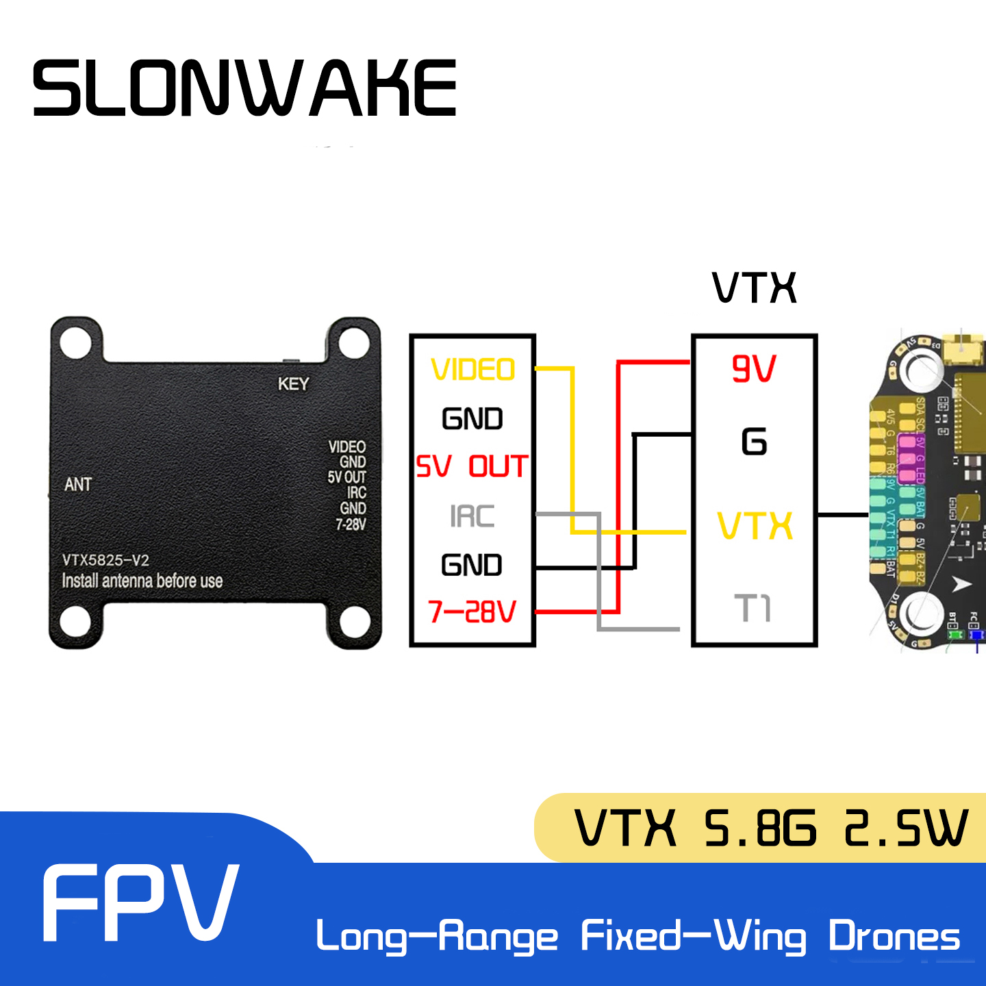 SLONWAKE 5.8G 48CH FPV Transmi – Drone Rc Receiver And Transmitter recenzja i cena