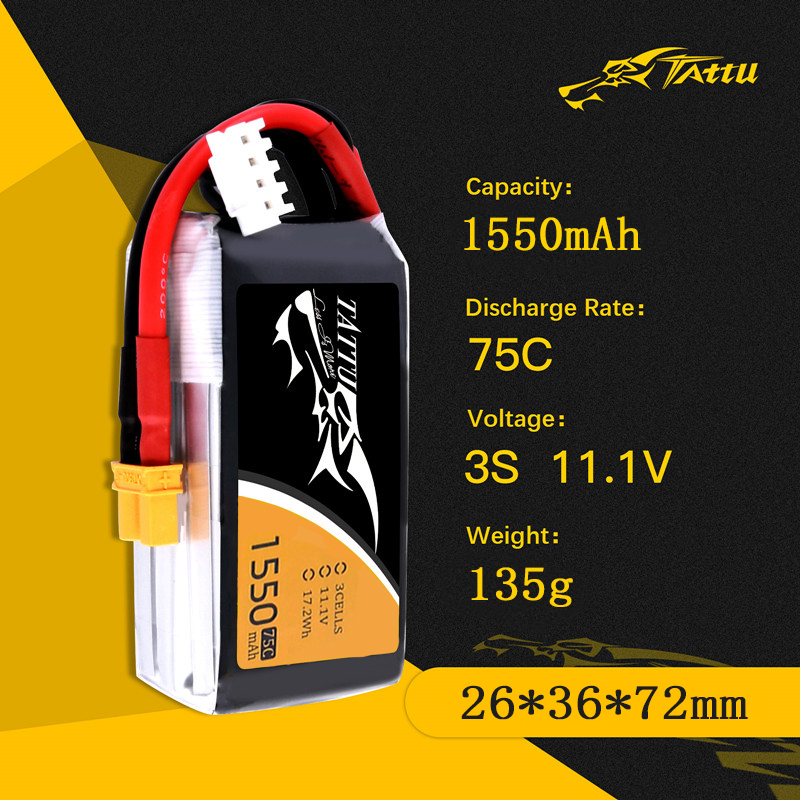 TATTU 3S 11.1V 1550mAh 75C LiP – Drone Rc Link recenzja i cena